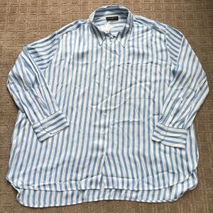 Lane Bryant Striped Button Down Shirt Women's 26/28 Blue White Long Sleeve NWT